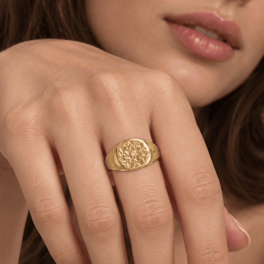 14 Karat Gold Plated Round CZ Star Ring
