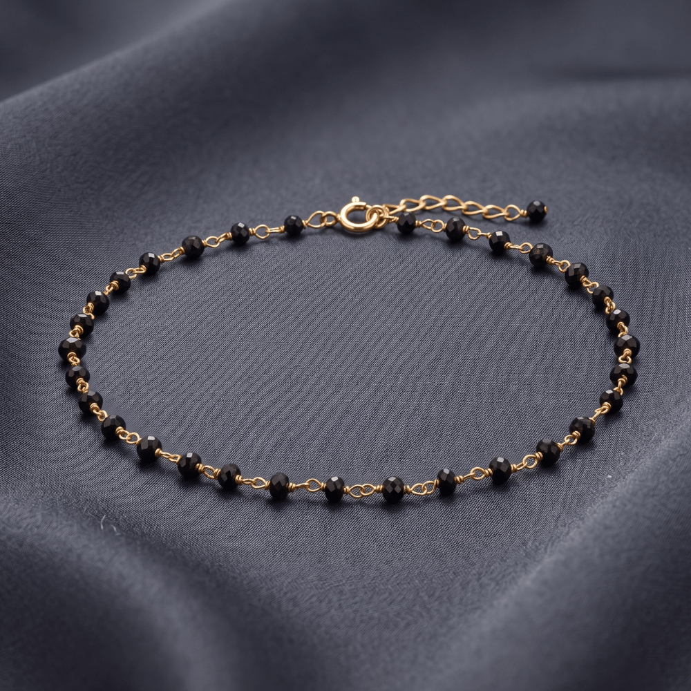 9.5" + 1" 14 Karat Gold Plated Bead Anklet