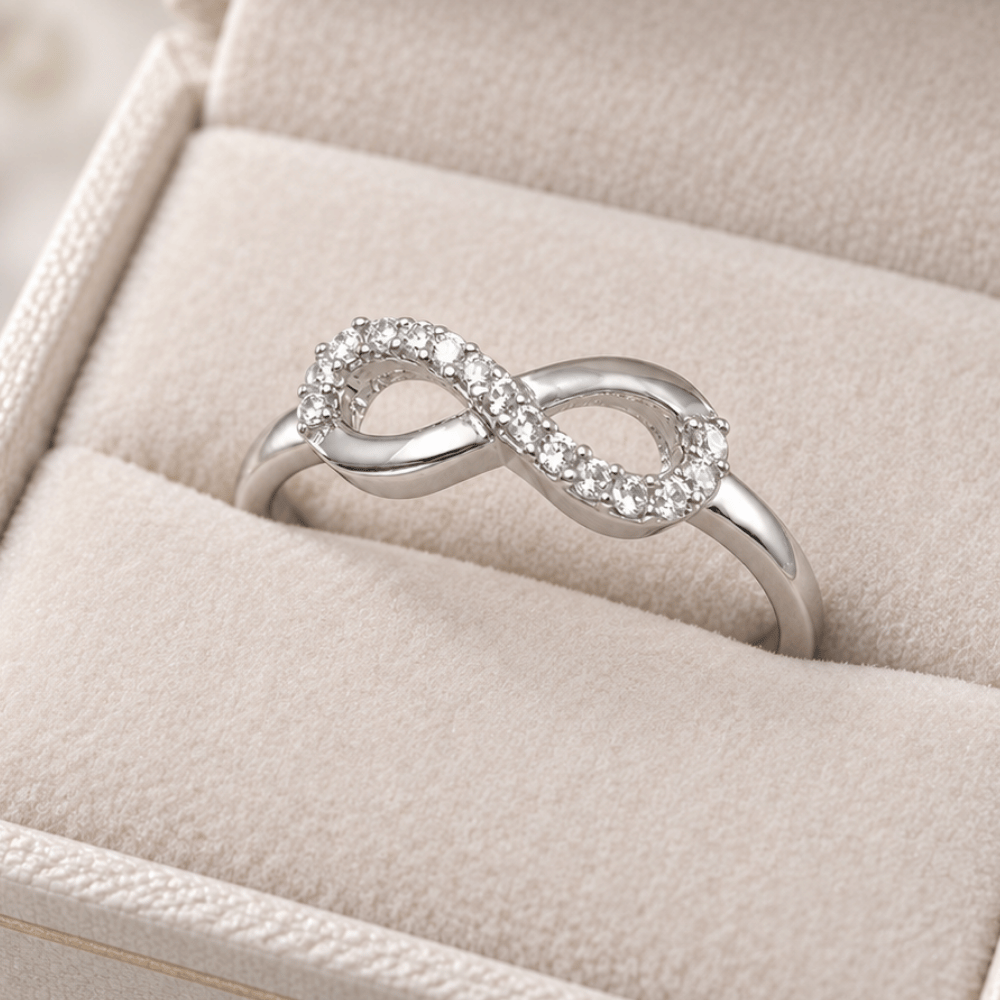 Rhodium Plated CZ Infinity Ring