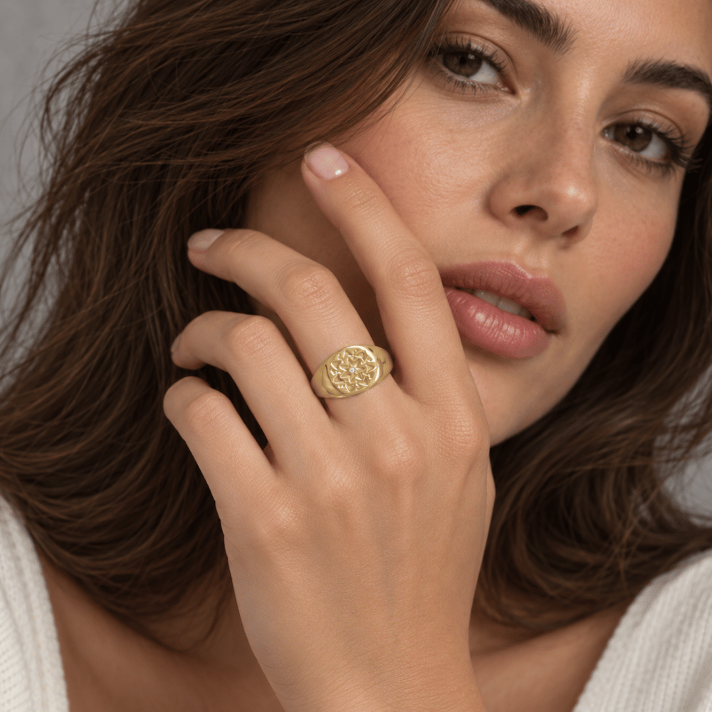 14 Karat Gold Plated Round CZ Star Ring