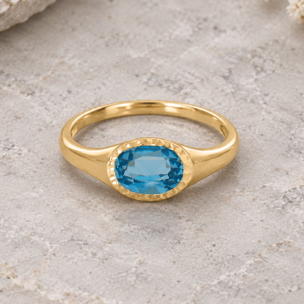 14 Karat Gold Plated Blue Topaz Ring