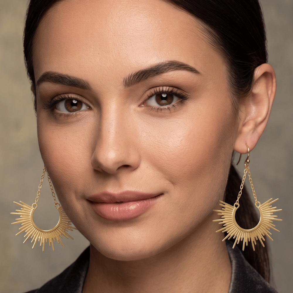 14 Karat Gold Plated Sunburst Earrings