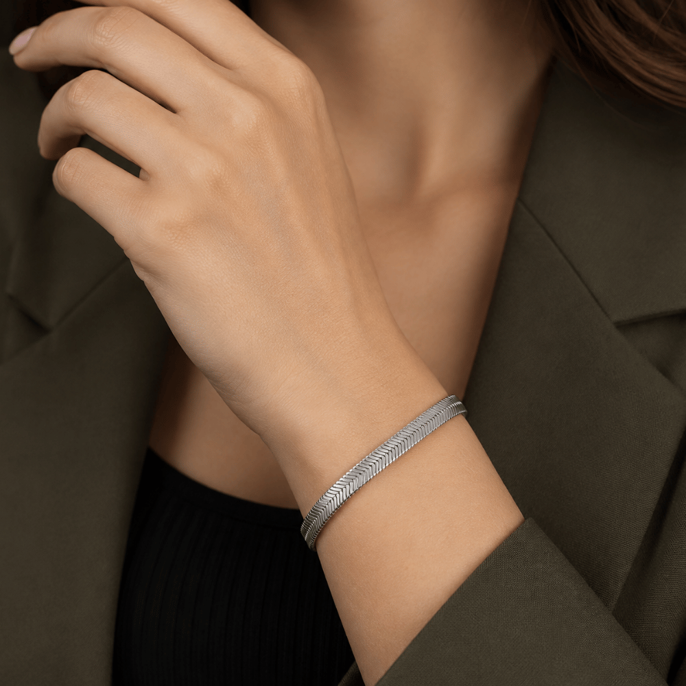 7" Stainless Steel 5.5mm Herringbone Bracelet