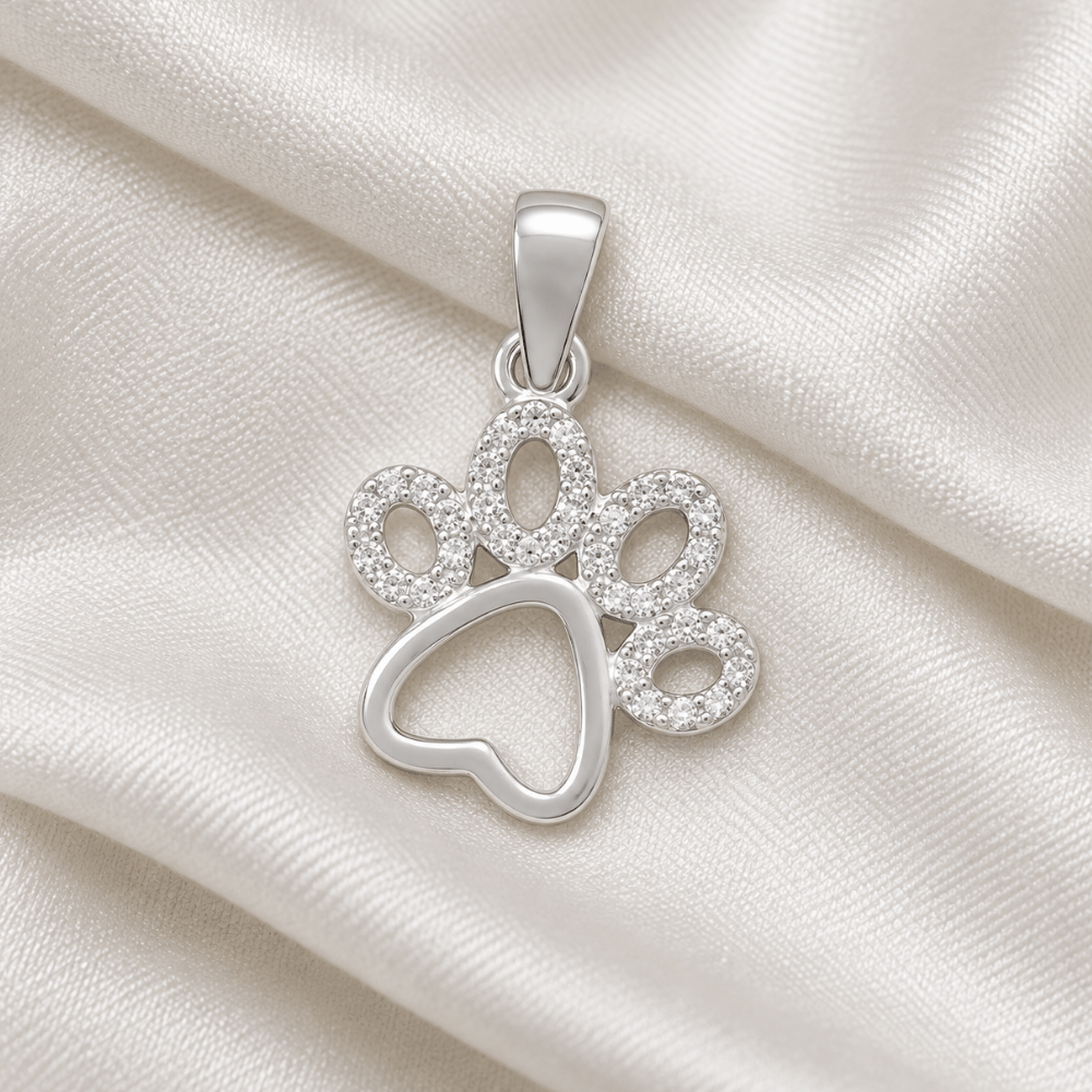 CZ Paw Print Pendant