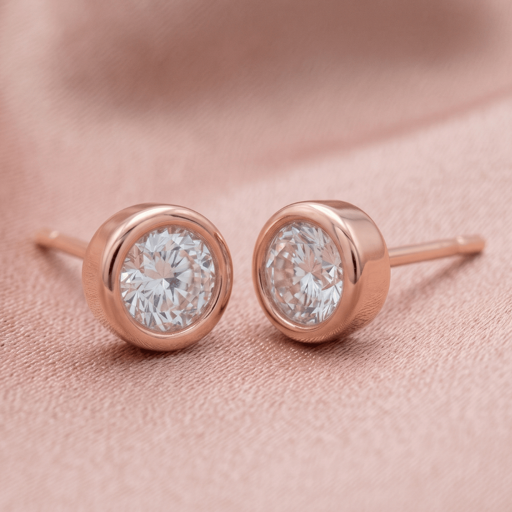 4mm Bezel Set CZ Stud Earrings