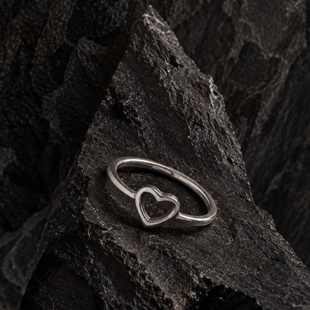 Polished Open Heart Ring - view 3