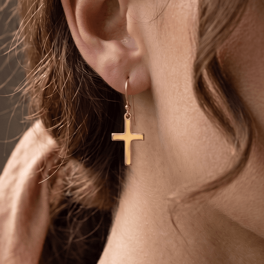 14/20 Gold Filled Cross French Wire Earrings