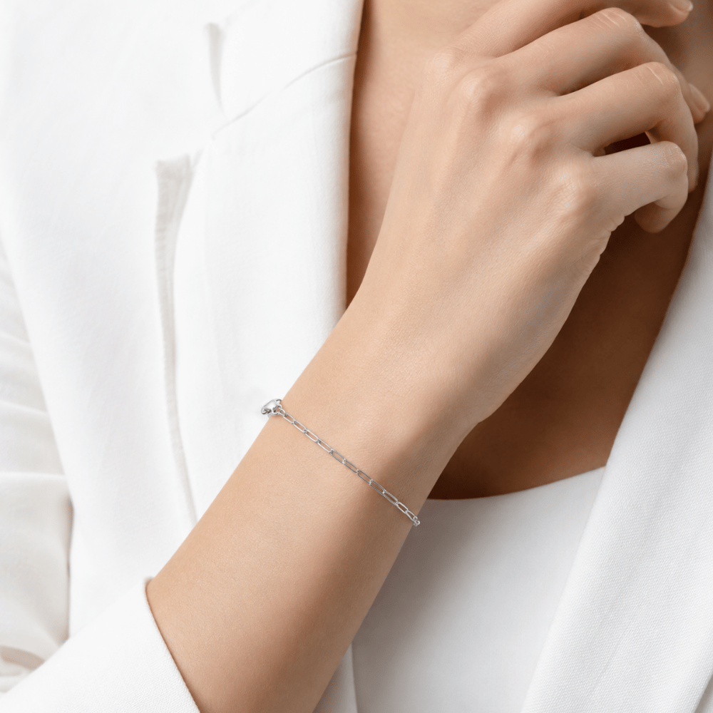 6.5-inch + 1-inch Stainless Steel 2.5mm Paperclip Bracelet - Silver - view 4