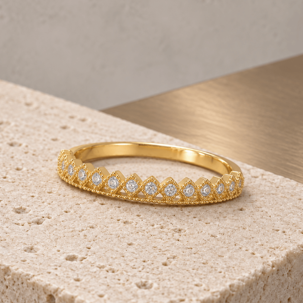 Cubic Zirconia Thin Crown Design Ring