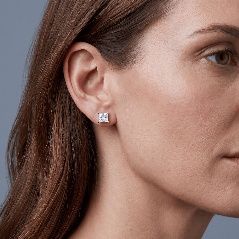 CZ Square Stud Earrings