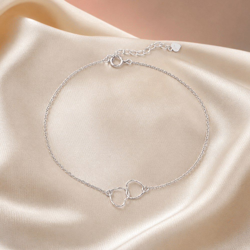 9" + 1" Interlocking Twisted Wire Hearts Anklet