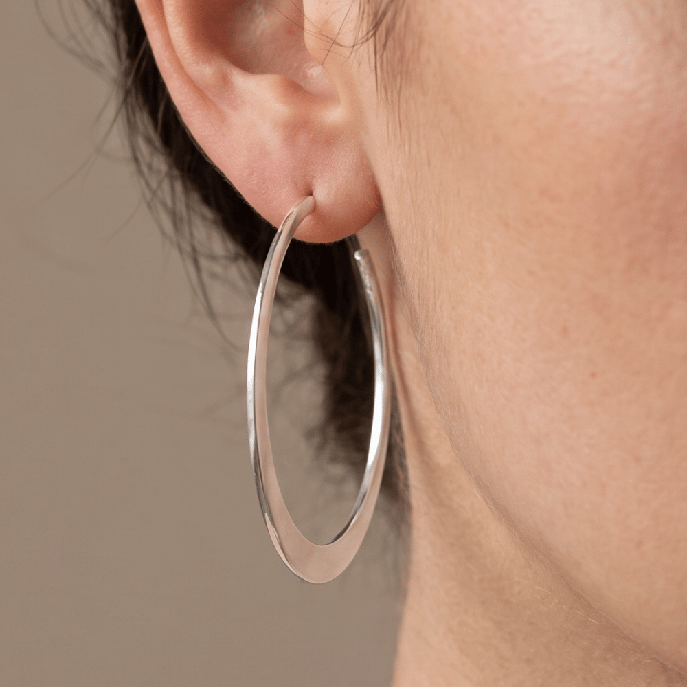Flat Tapered 3/4 Hoop Earrings