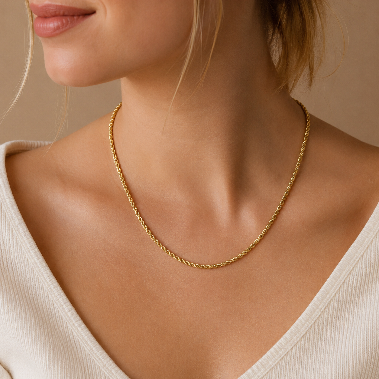 14/20 Gold Filled Reverse Twisted Rope Chain Necklace - 2.1mm