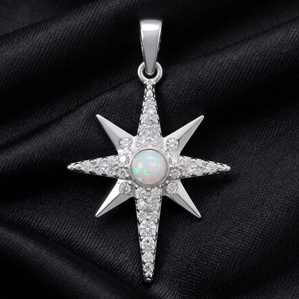 Synthetic Opal and CZ Star Pendant