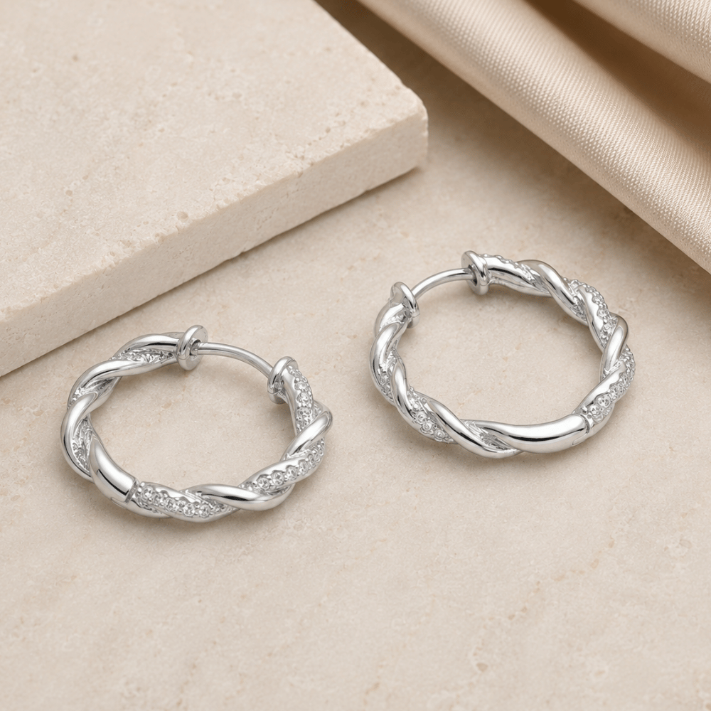 CZ Full Twist Hoop Earrings