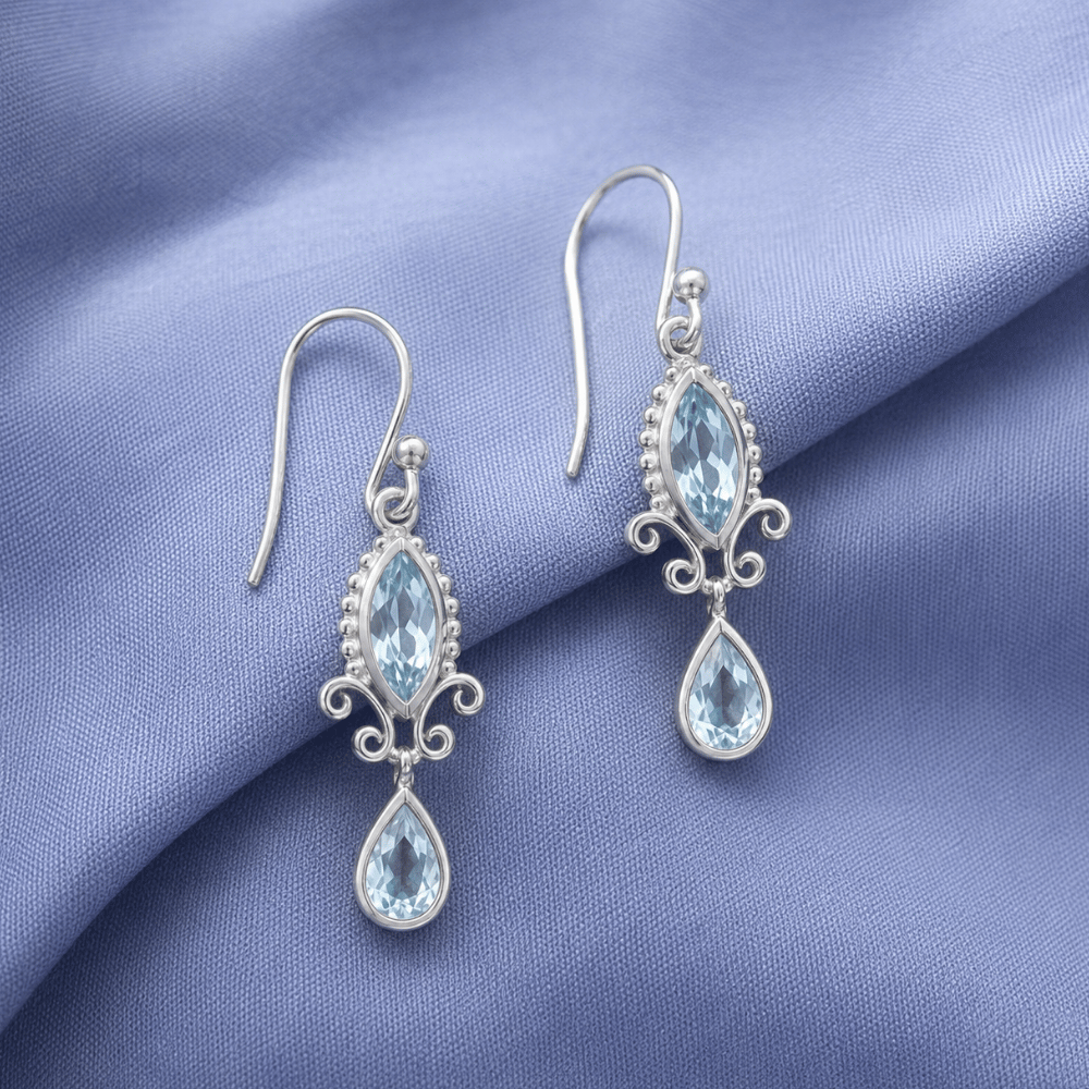 Multishape Blue Topaz Earrings