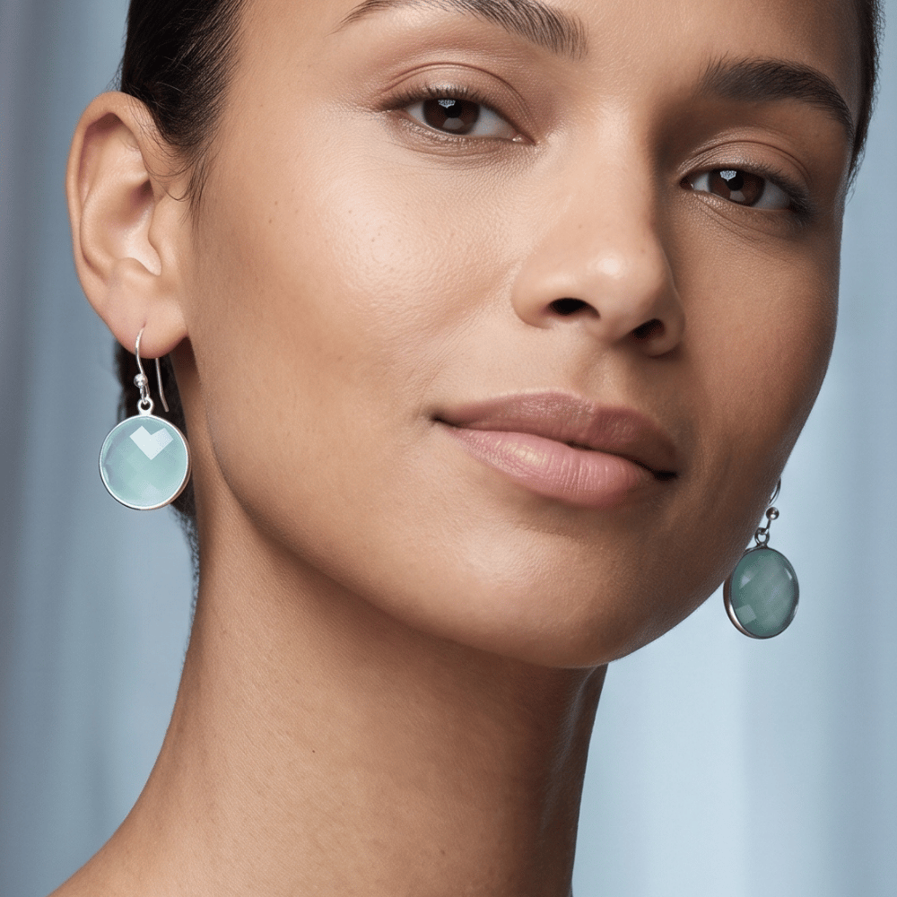 Faceted Sea Green Chalcedony Earrings