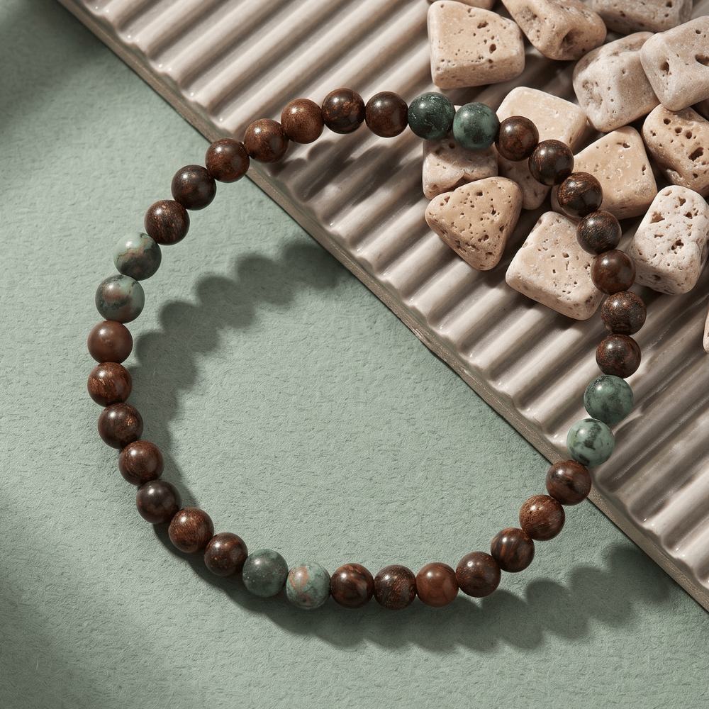 8" Jasper and African Turquoise Stretch Bracelet
