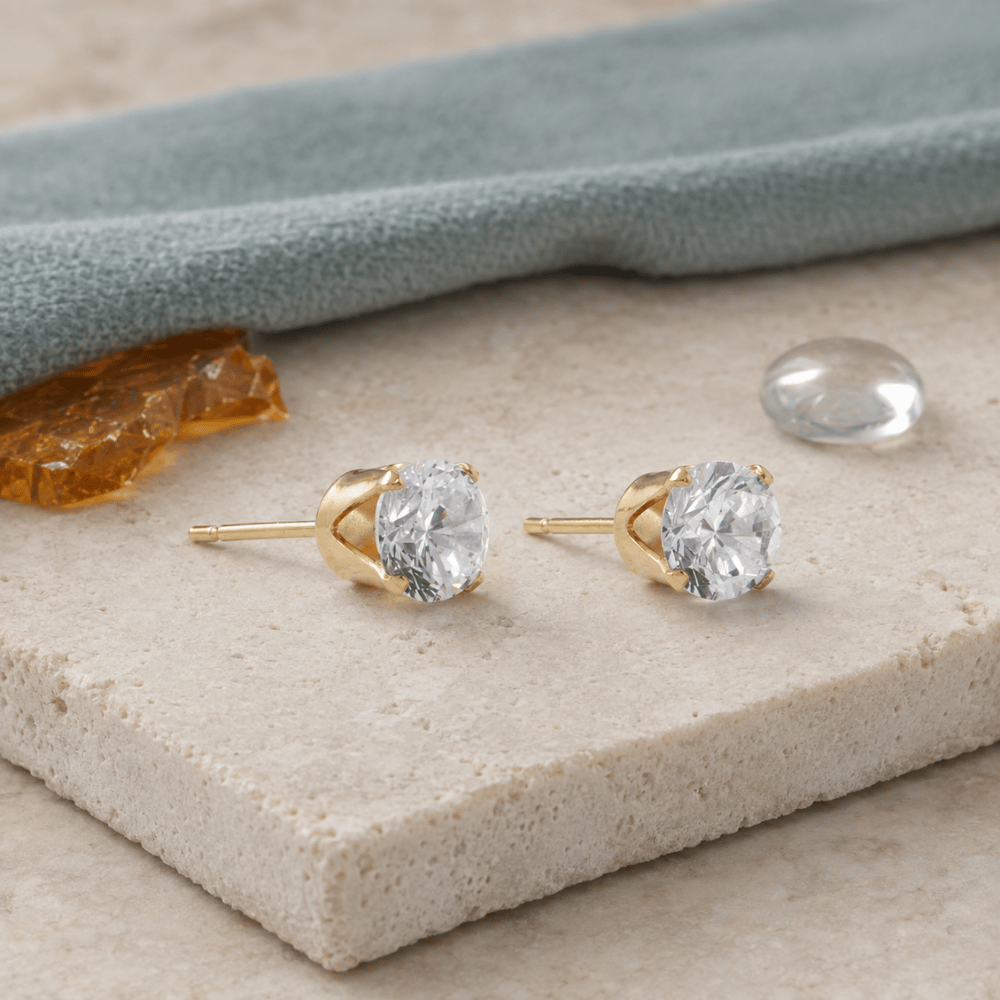 14/20 Gold Filled 6mm CZ Stud Earrings