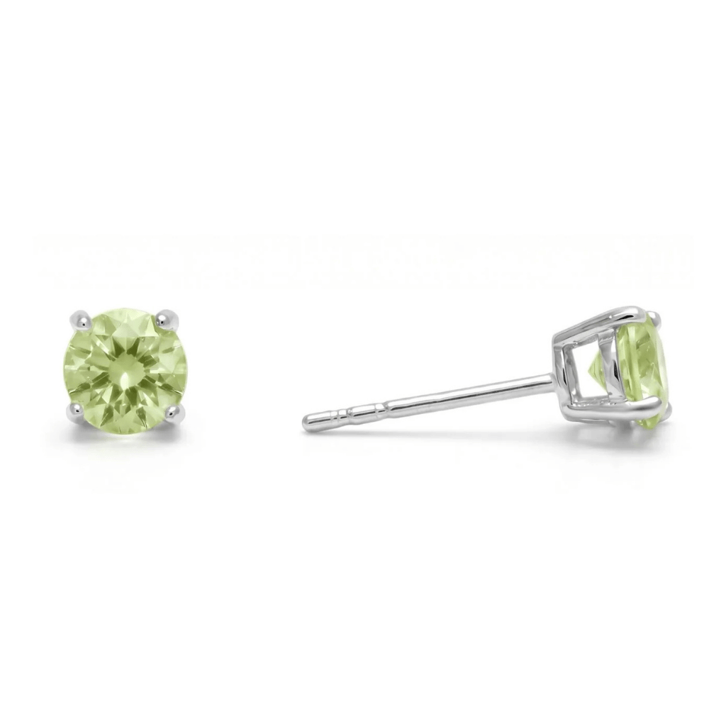 Rhodium Plated Birthstone Stud Earrings