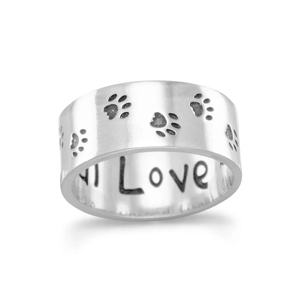 Oxidized Paw Print Band - view 5