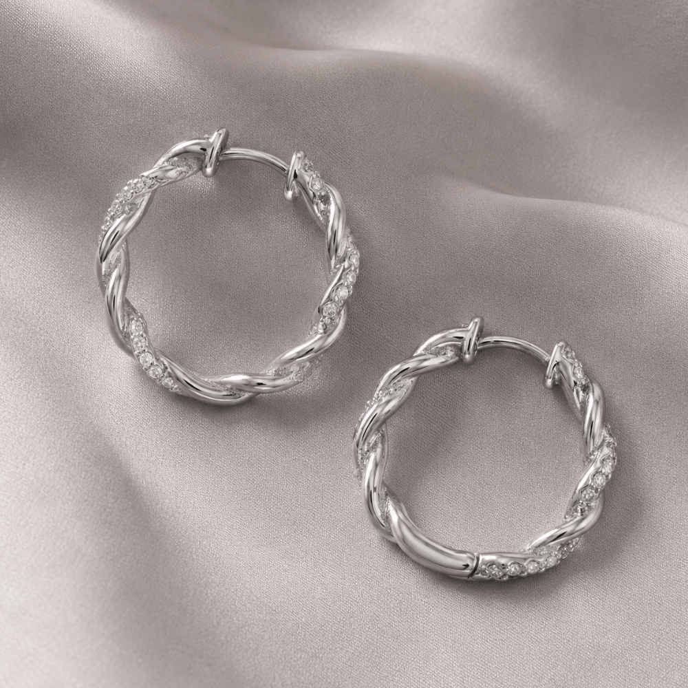 CZ Full Twist Hoop Earrings