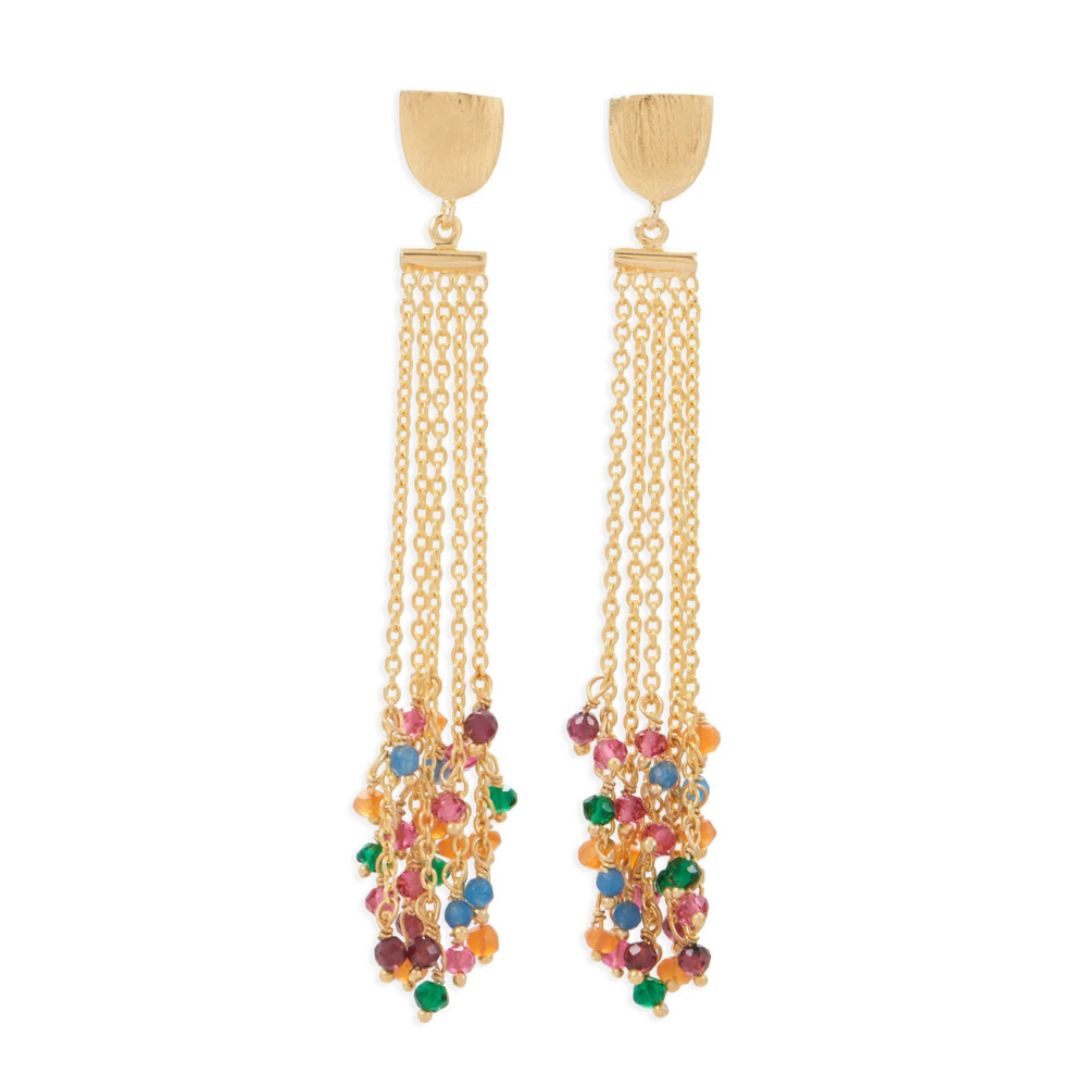 14 Karat Gold Plated Brass Multicolor Fashion Earrings