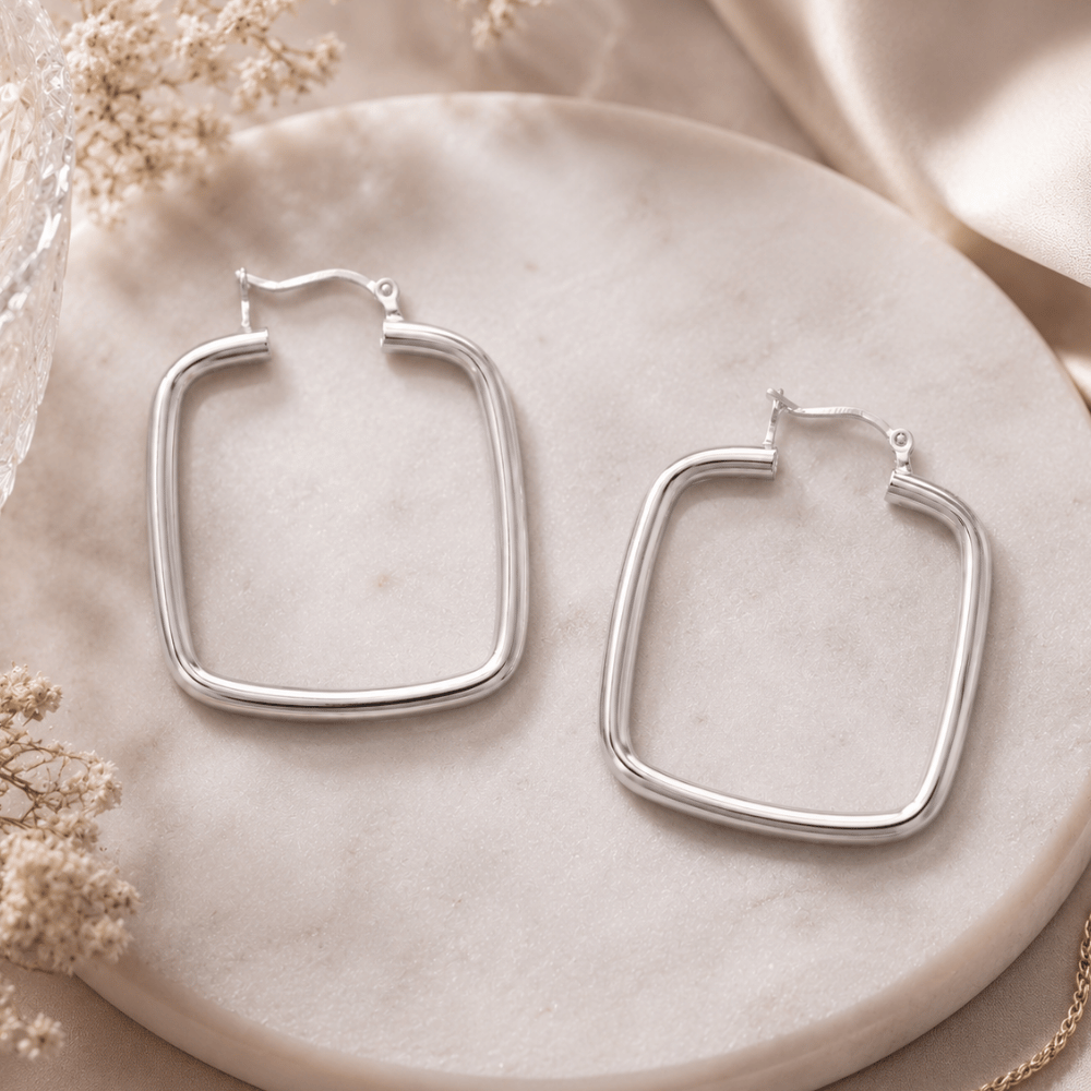 2mm x 29mm Square Hoop Earrings