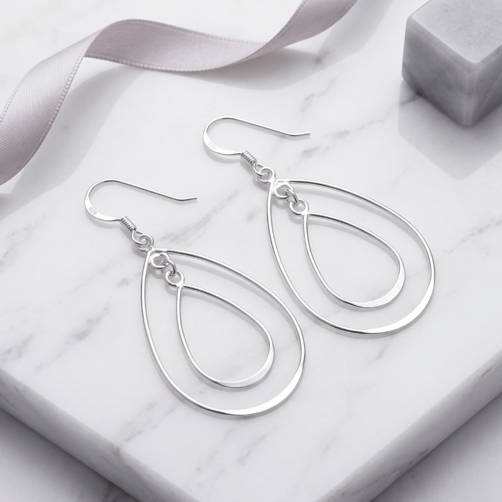 Double Pear Shape French Wire Earrings