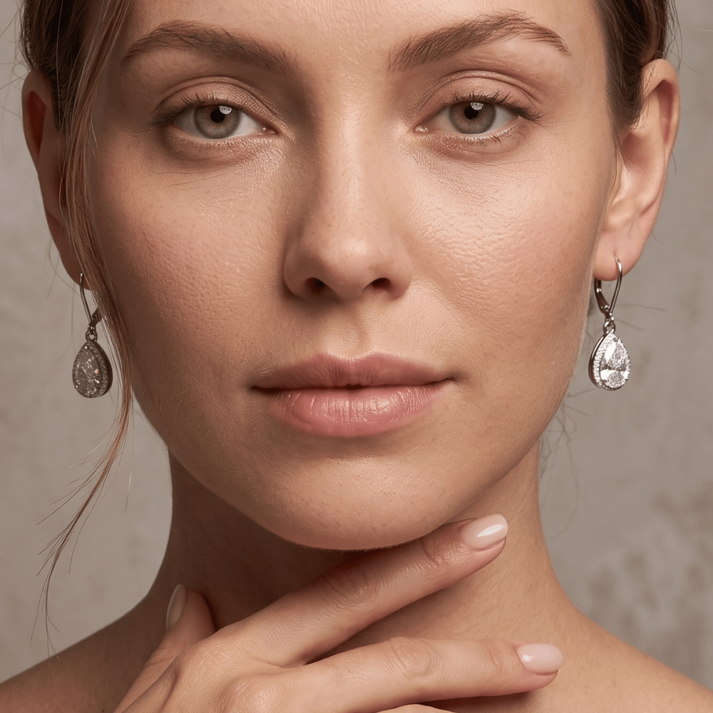 Rhodium Plated CZ Drop Earrings