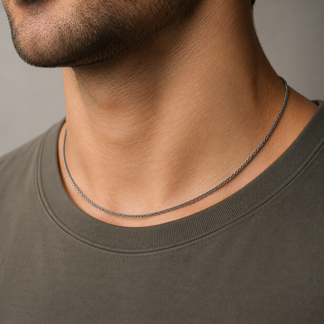 925 Sterling Silver Oxidized French Wheat Chain Necklace - 1.8mm