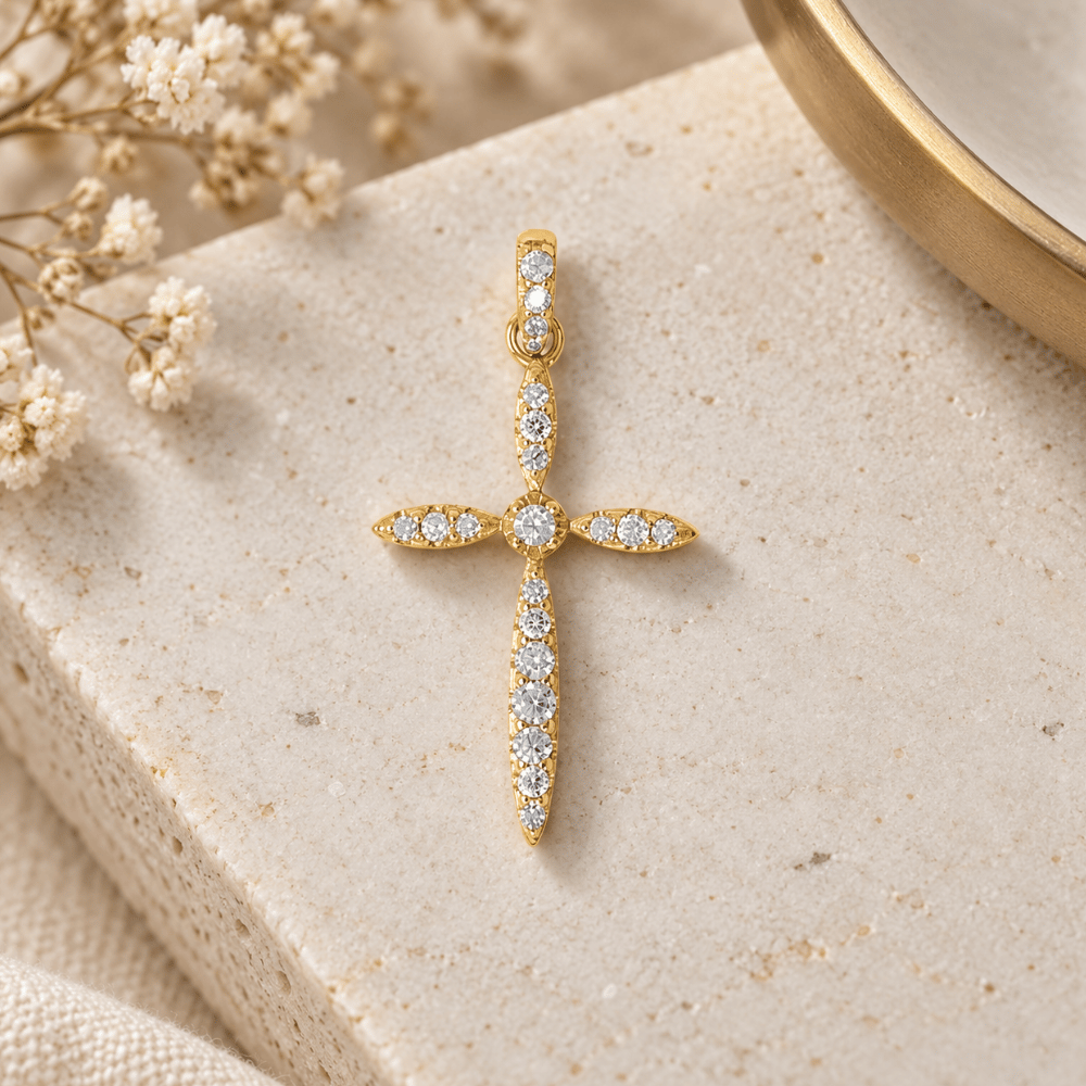 Graduating CZ Cross Pendant