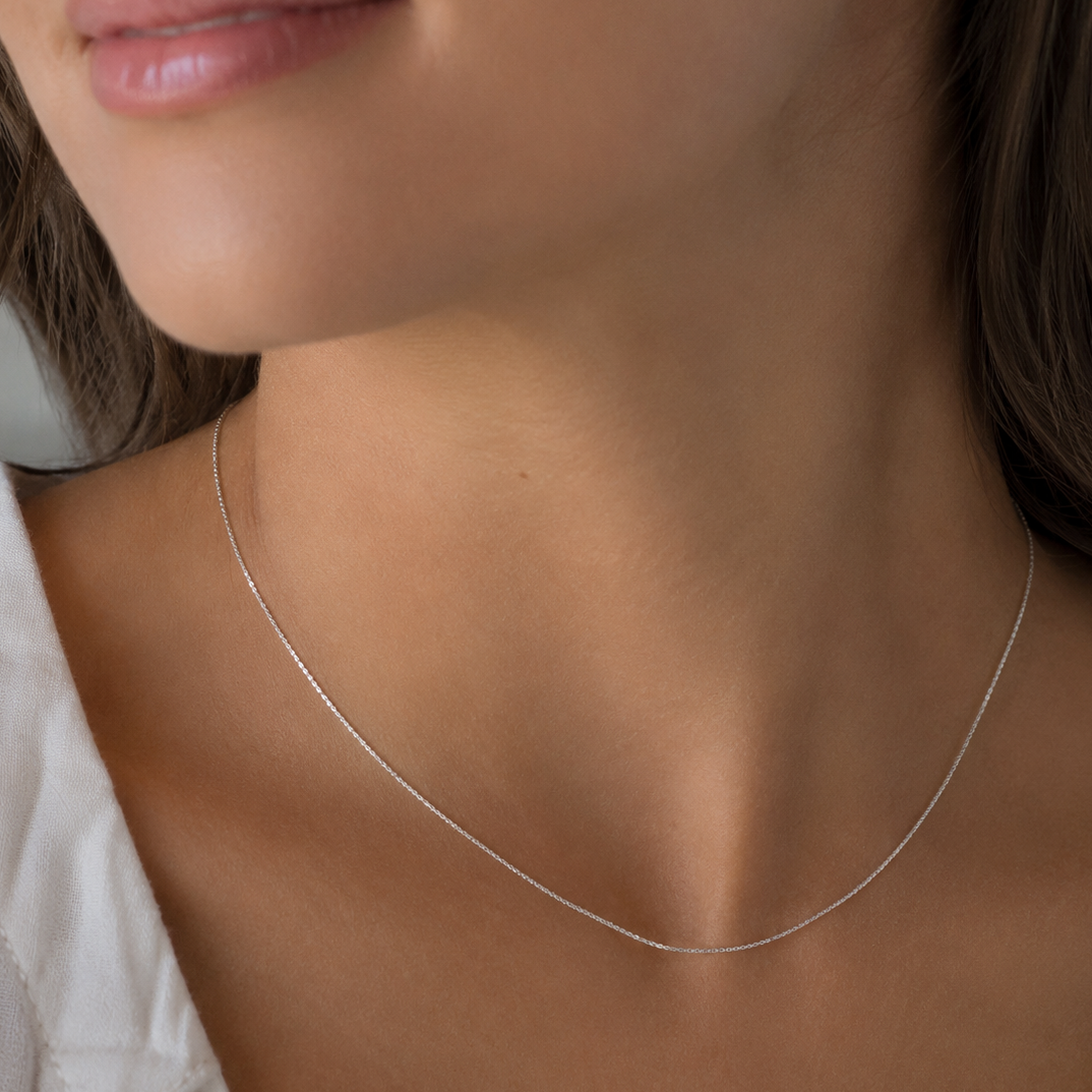 925 Sterling Silver Box Chain Necklace - 0.8mm