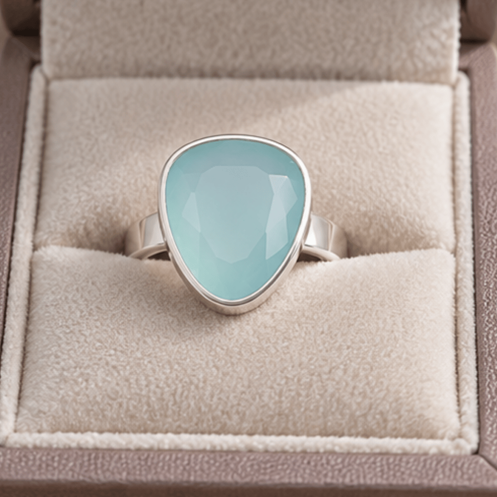 Freeform Sea Green Chalcedony Ring