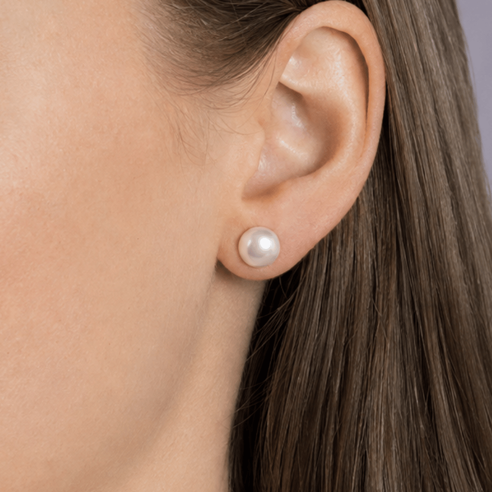 White Cultured Freshwater Pearl Stud Earrings