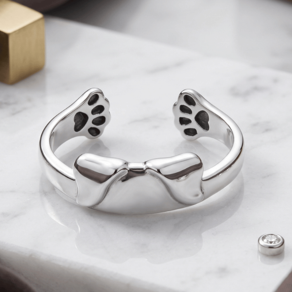 Oxidized Animal Ear Wrap Ring
