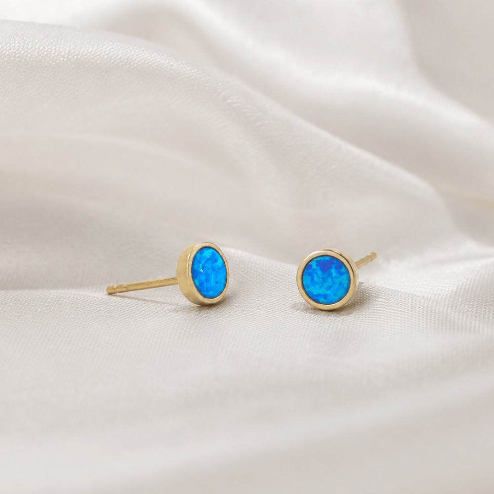 Synthetic Opal Bezel Studs