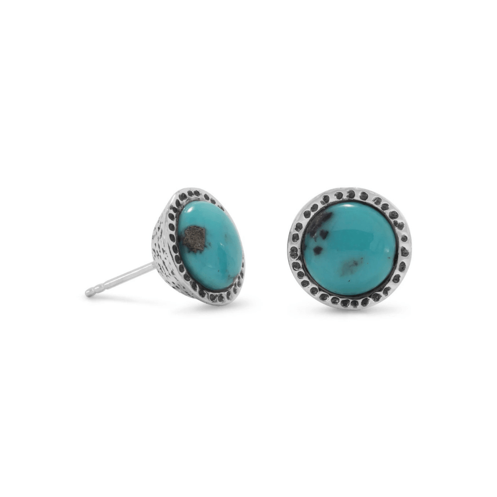 Oxidized Stabilized Turquoise Stud Earrings