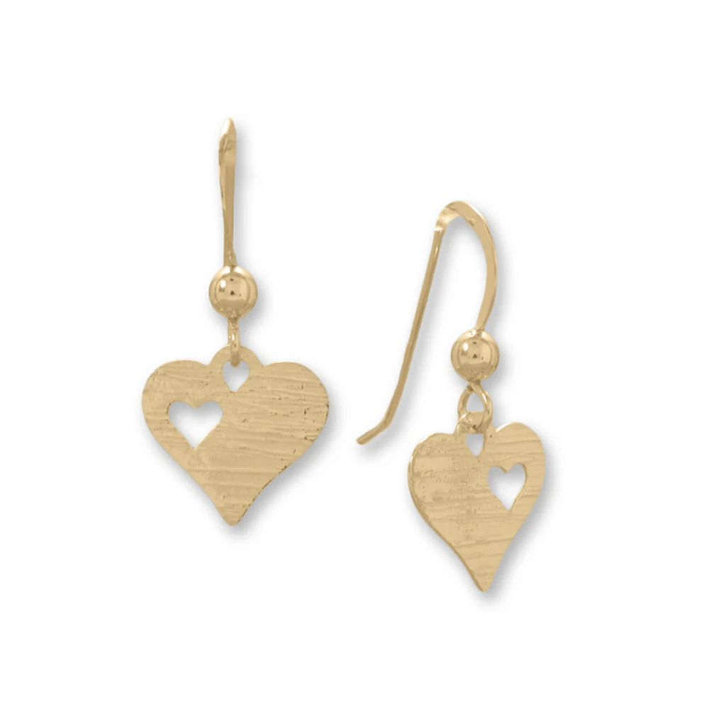 Laser-Cut Cutout Heart French Wire Earrings
