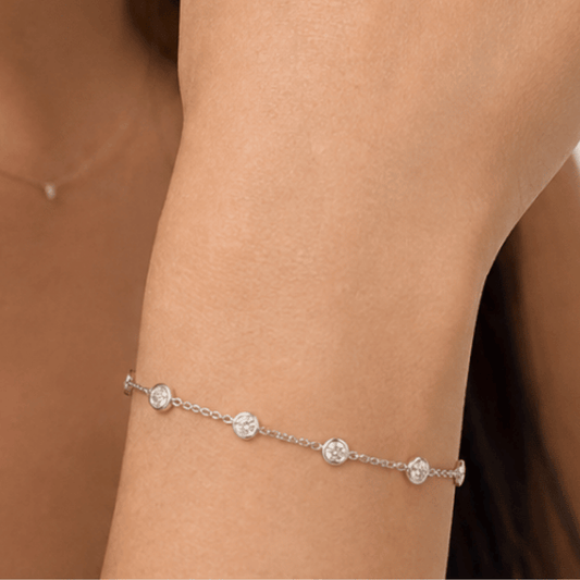 7" + 1" Rhodium Plated Bezel Set CZ Bracelet