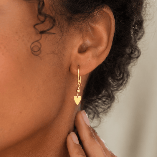 14 Karat Gold Plated Heart Drop Earrings