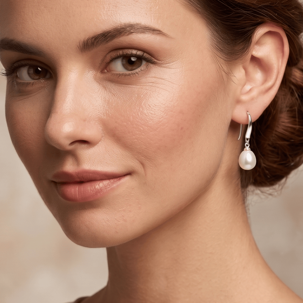 Rhodium Plated Cultured Freshwater Pearl French Wire Earrings