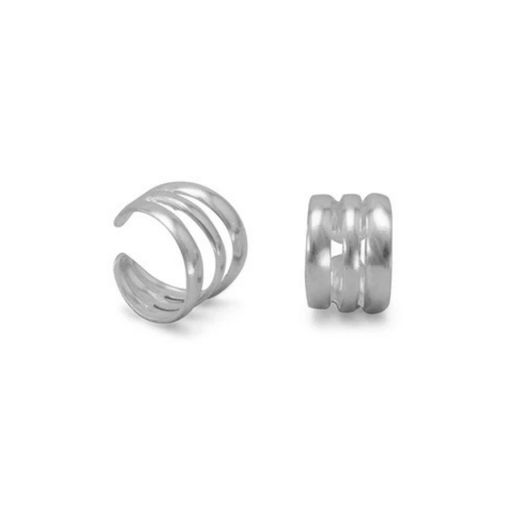 Polished Three Row Ear Cuffs