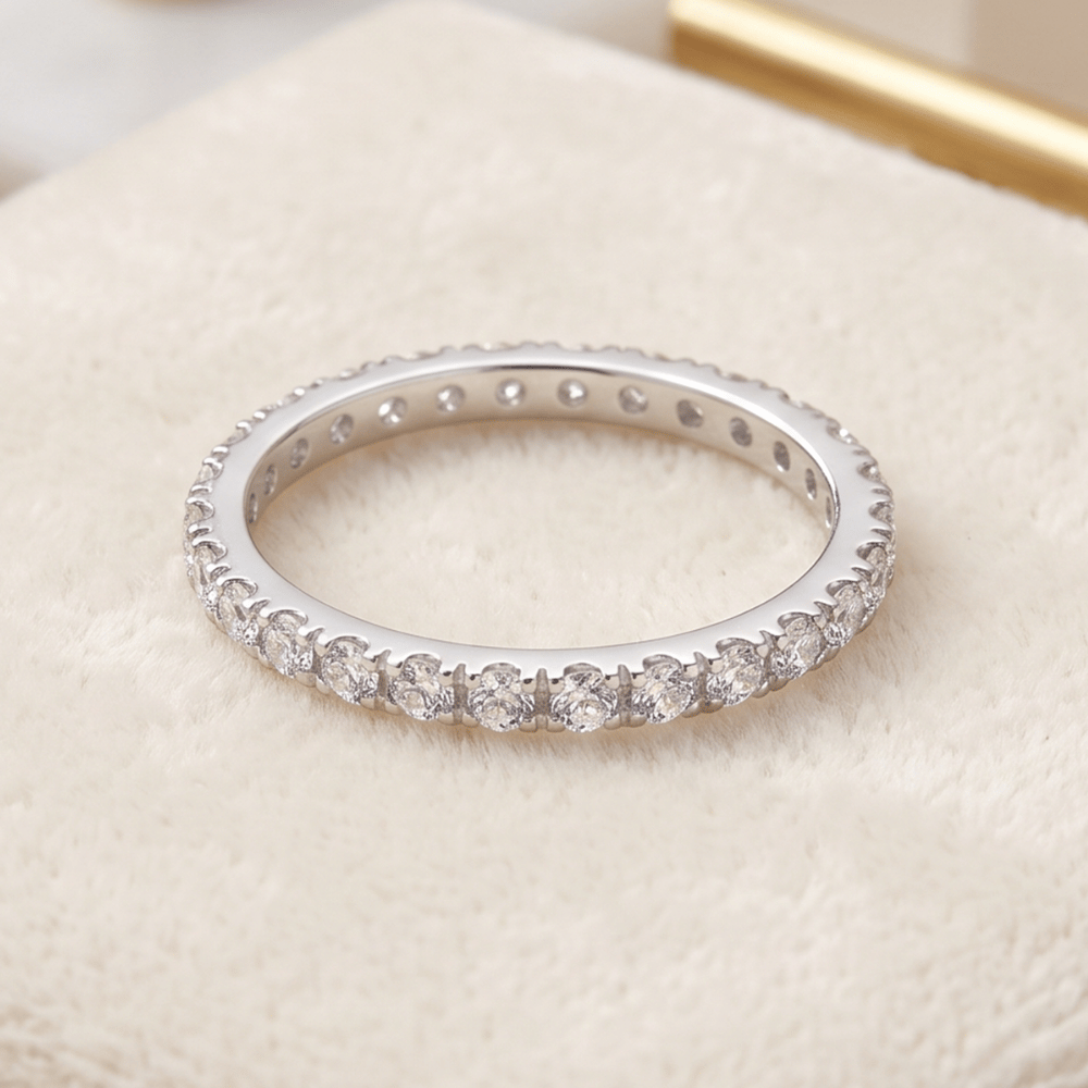 Rhodium Plated CZ Eternity Band