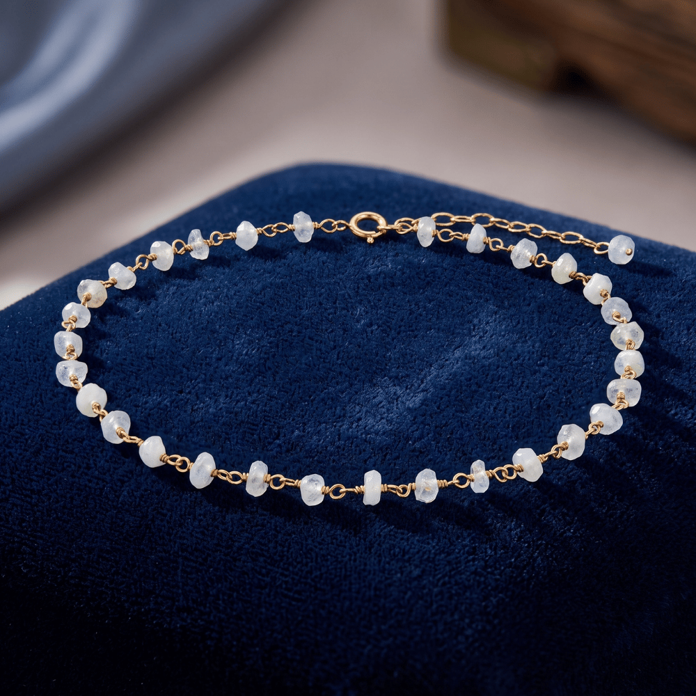 9.5" + 1" 14 Karat Gold Plated Bead Anklet