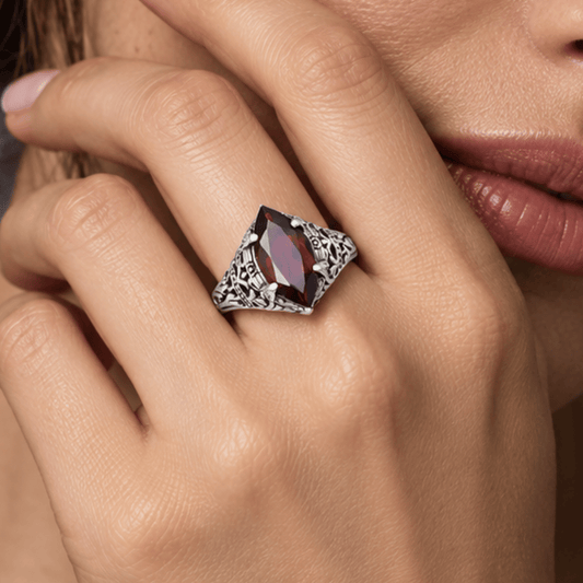 Oxidized Garnet Ring