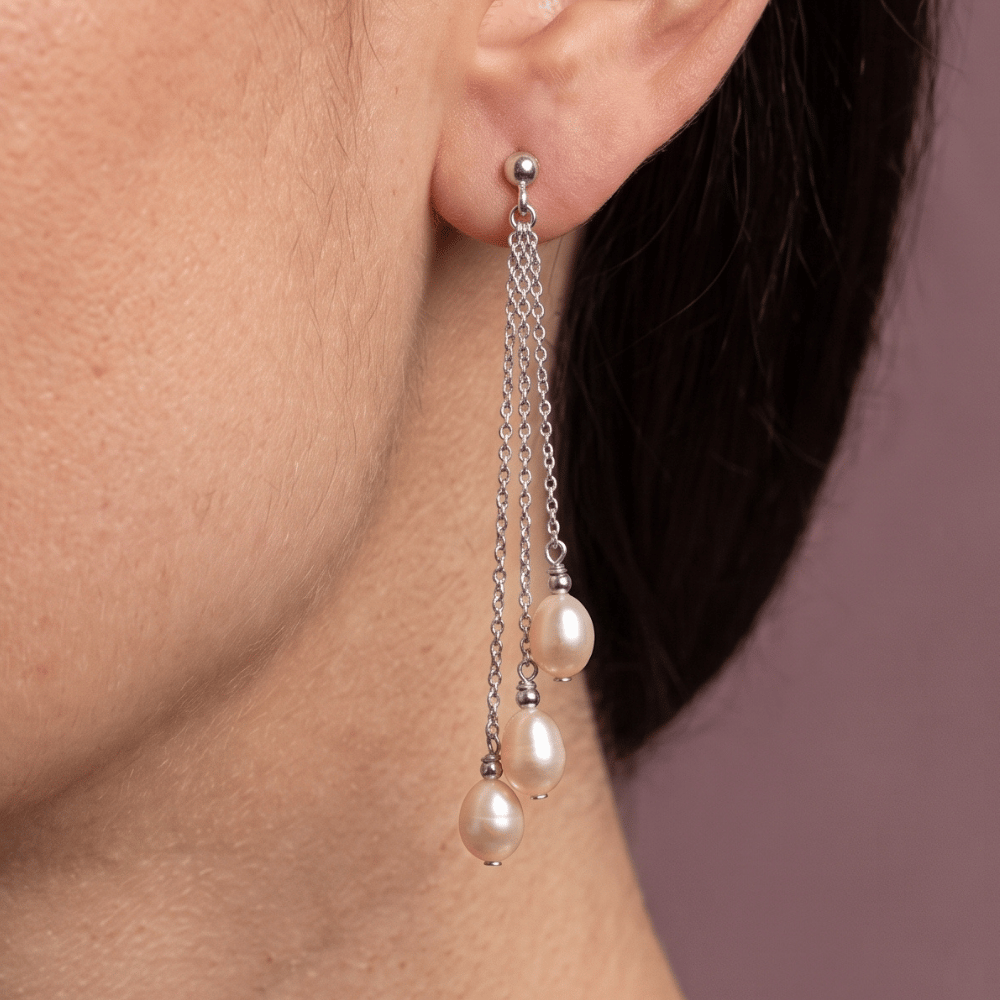 Cultured Freshwater Pearls Chain Drop Earrings