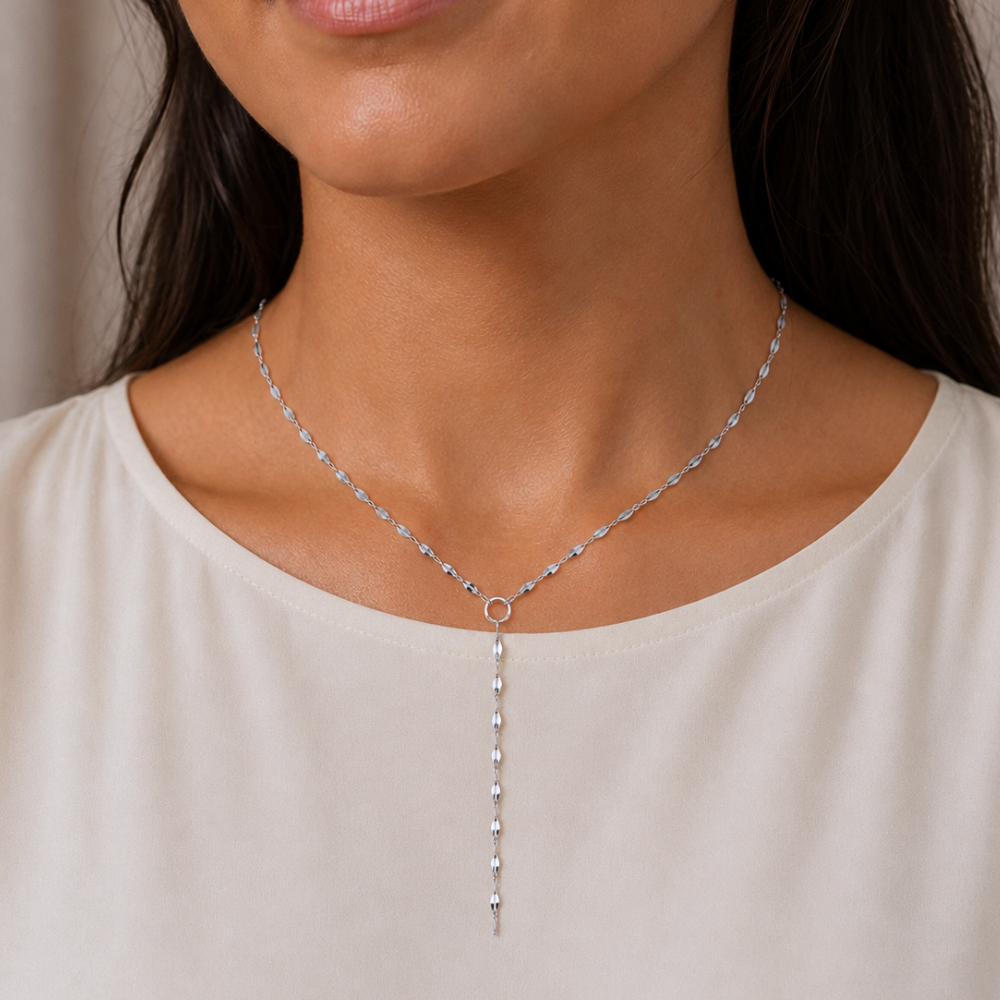 15" Stainless Steel Coffee Chain Y-Drop Necklace