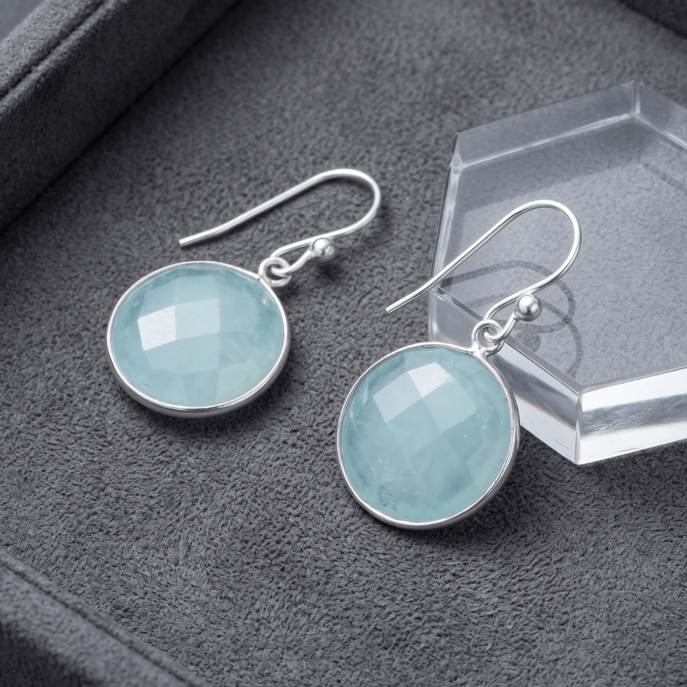 Faceted Sea Green Chalcedony Earrings
