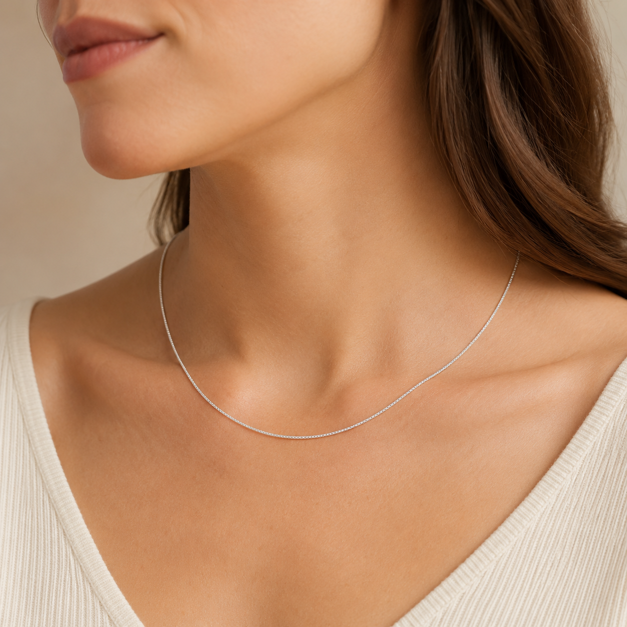 925 Sterling Silver Rhodium Plated Box Chain Necklace - 1.0mm